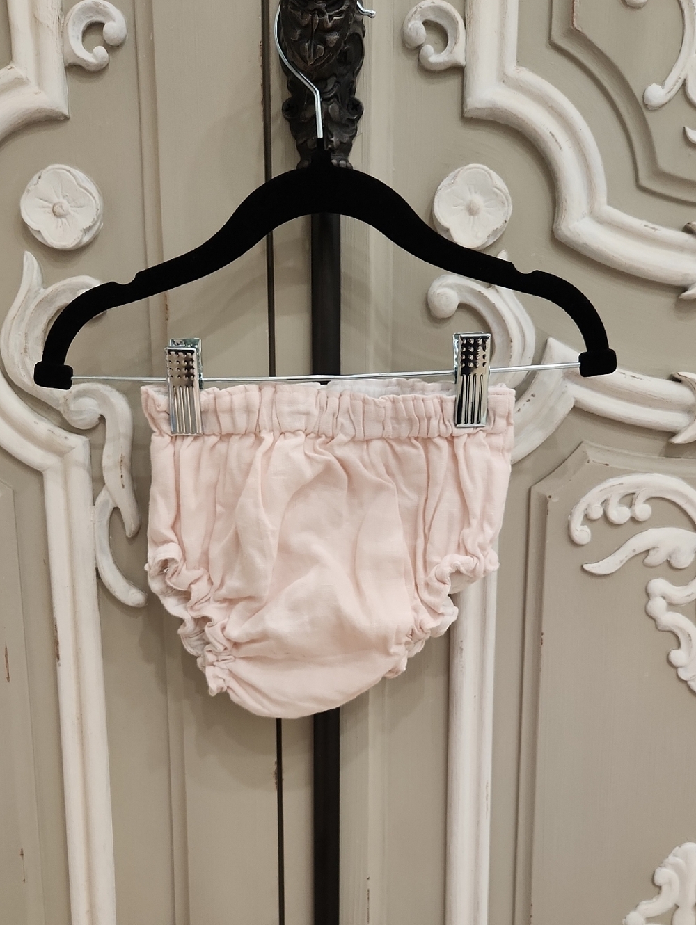 Baby Girl Pink Linen Ruffle Bloomers Size 1 - 2